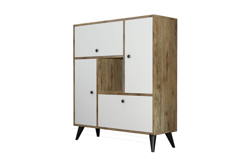 Mijdrekt Highboard 35x105 cm - Hvid/Valnød - Opbevaring - Skab - Skabe