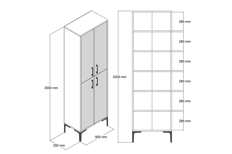 Retzow Highboard 60x35 cm - Mørkebrun/Hvid - Opbevaring - Skab - Skabe