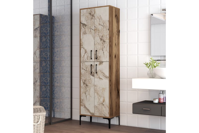 Retzow Highboard 60x35 cm - Mørkebrun/Hvid - Opbevaring - Skab - Skabe