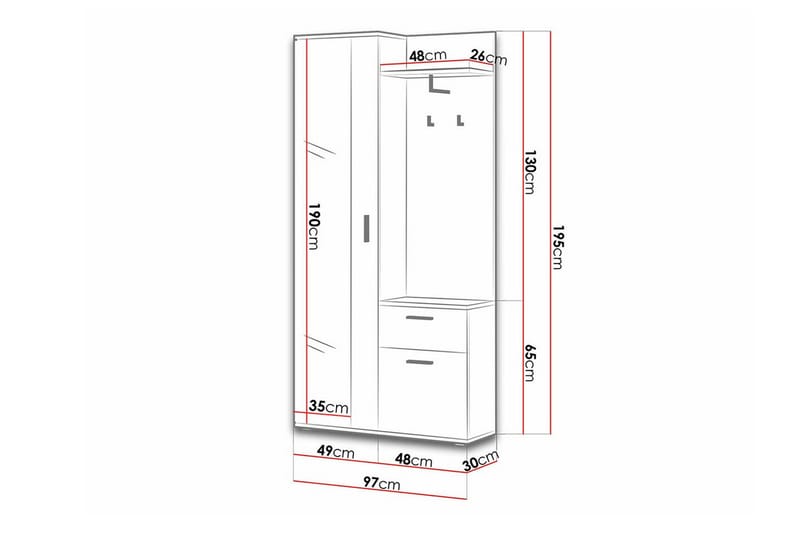 Rosehall Highboard - Hvid - Opbevaring - Skab - Skabe