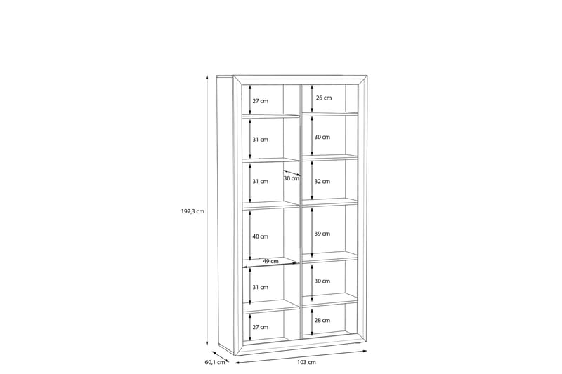 Aridiala Vitrineskab 35x103 cm - Brun/Hvid - Opbevaring - Skab - Vitrineskabe