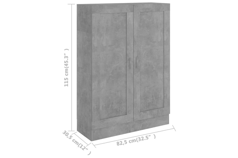 bogskab 82,5x30,5x115 cm spånplade betongrå - Grå - Vitrineskabe