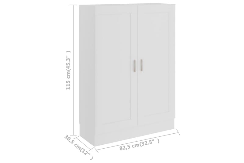 bogskab 82,5x30,5x115 cm spånplade hvid - Hvid - Opbevaring - Skab - Vitrineskabe