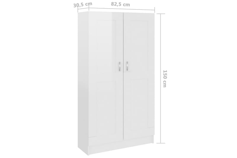 bogskab 82,5x30,5x150 cm spånplade hvid højglans - Hvid - Opbevaring - Skab - Vitrineskabe