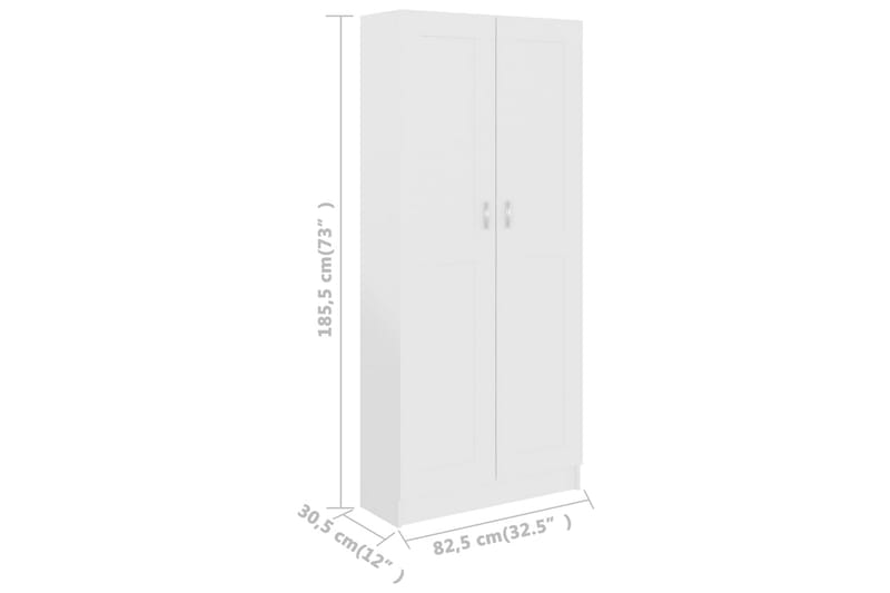 bogskab 82,5x30,5x185,5 cm spånplade hvid - Hvid - Opbevaring - Skab - Vitrineskabe