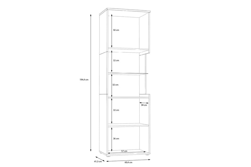 Delchevo Vitrineskab 41x60 cm - Brun/Hvid - Opbevaring - Skab - Vitrineskabe