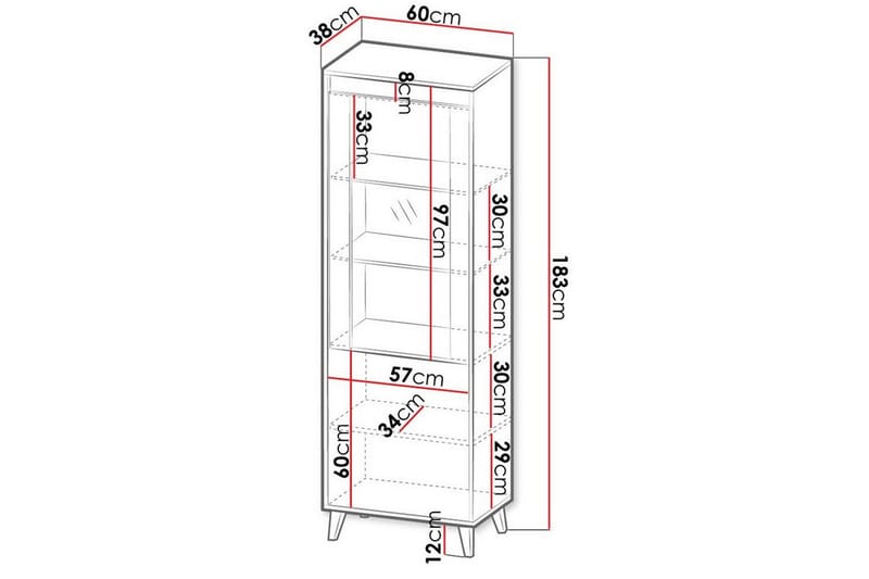 Juniskär Vitrineskab 183 cm - Antracit - Opbevaring - Skab - Vitrineskabe