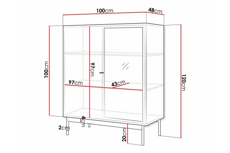 Kintore Vitrineskab 120 cm - Sort - Opbevaring - Skab - Vitrineskabe