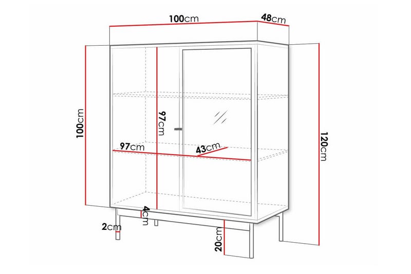 Kintore Vitrineskab 120 cm - Sort - Opbevaring - Skab - Vitrineskabe