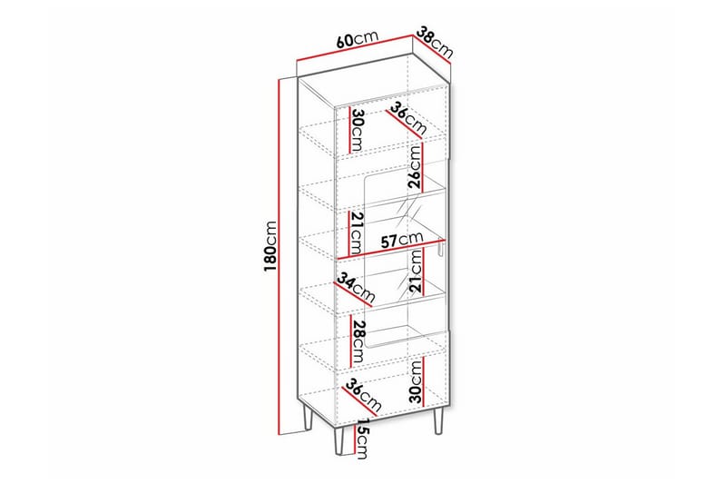 Kintore Vitrineskab 180 cm - Hvid - Opbevaring - Skab - Vitrineskabe