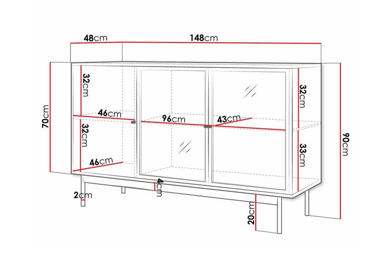 Kintore Vitrineskab 90 cm - Sort - Opbevaring - Skab - Vitrineskabe