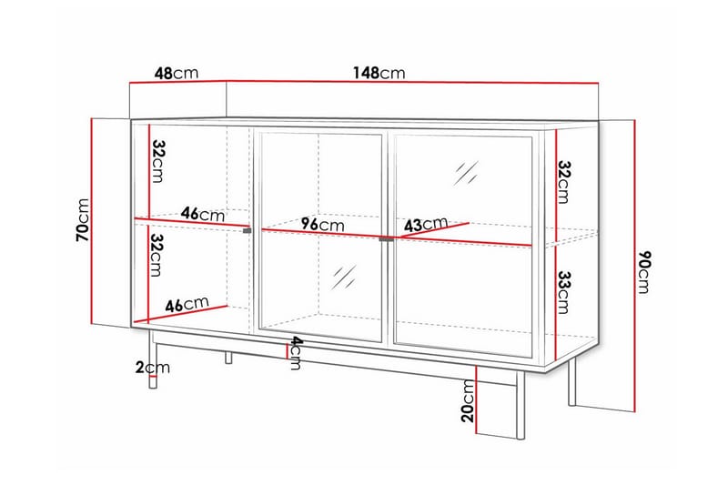 Kintore Vitrineskab 90 cm - Sort - Opbevaring - Skab - Vitrineskabe