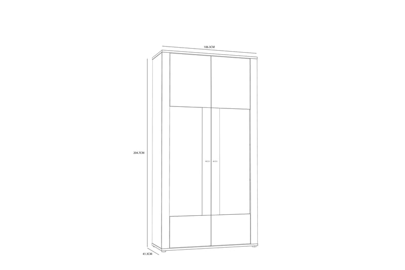 Naousea Vitrineskab 41x106 cm - Hvid/Brun - Opbevaring - Skab - Vitrineskabe