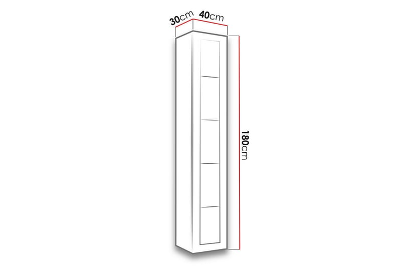 Narbonne Vitrineskab 30x40 cm Blå LED - Natur/Sort - Opbevaring - Skab - Vitrineskabe