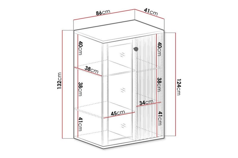 Rosehall Vitrineskab 132 cm - Sort - Opbevaring - Skab - Vitrineskabe