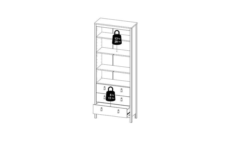 Vallvidera Vitrineskab 33x78 cm - Hvid - Opbevaring - Skab - Vitrineskabe