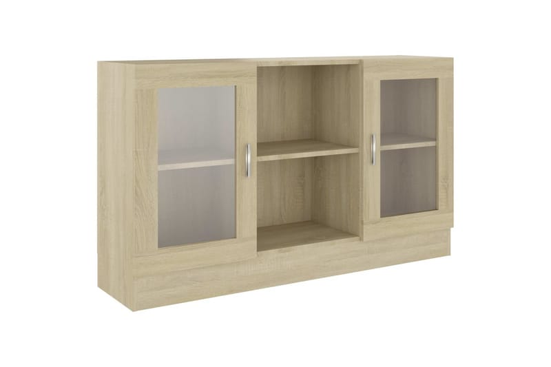 Vitrineskab 120x30,5x70 cm spånplade sonoma-eg - Brun - Opbevaring - Skab - Vitrineskabe