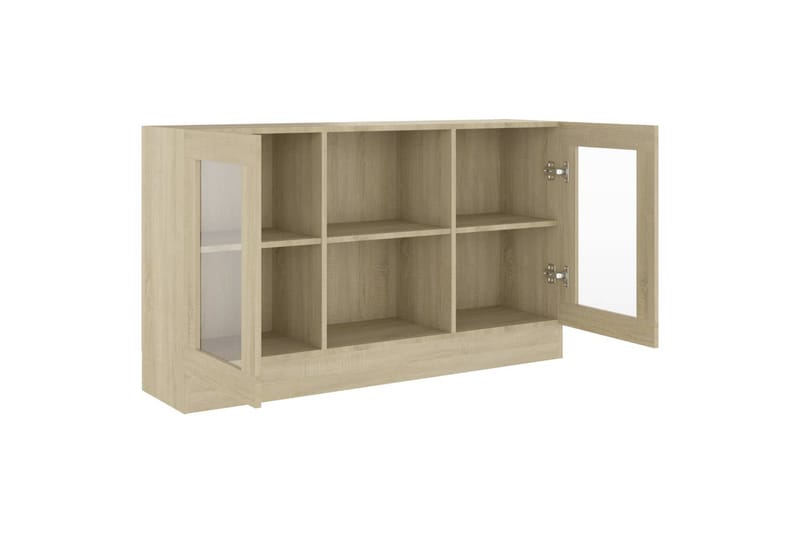 Vitrineskab 120x30,5x70 cm spånplade sonoma-eg - Brun - Opbevaring - Skab - Vitrineskabe