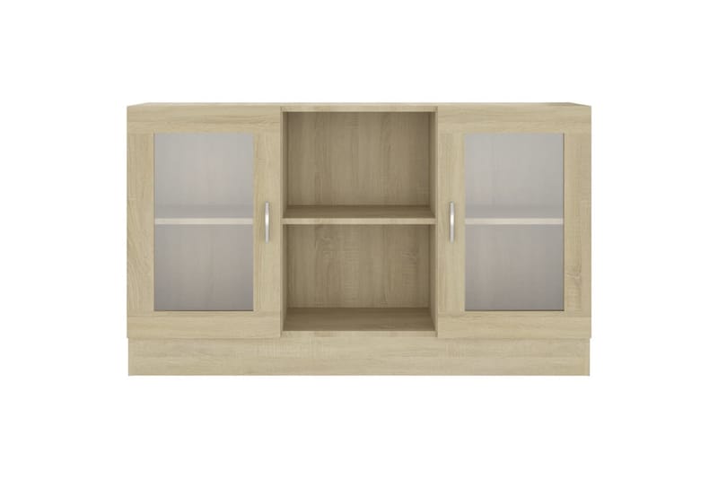 Vitrineskab 120x30,5x70 cm spånplade sonoma-eg - Brun - Opbevaring - Skab - Vitrineskabe