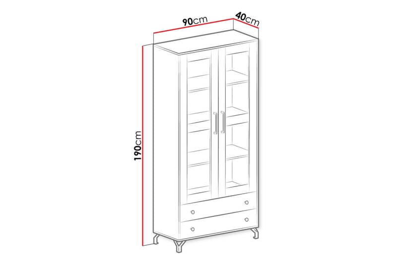 Zumar Vitrineskab 90 cm - Hvid/Hvid Højglans - Opbevaring - Skab - Vitrineskabe