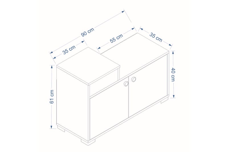 Astec Skoskab 90 cm - Eg/Hvid - Opbevaring - Skoopbevaring - Skoskab