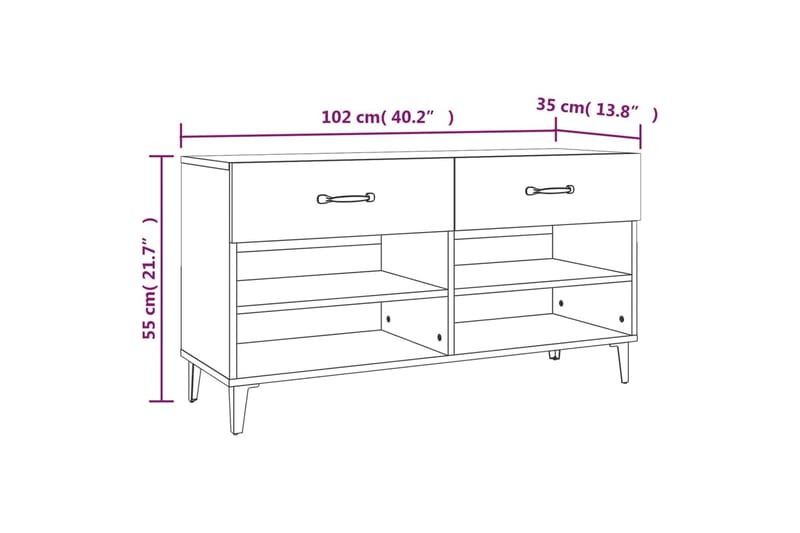 beBasic skoreol 102x35x55 cm konstrueret træ brun egetræsfarve - Brun - Opbevaring - Skoopbevaring - Skoskab