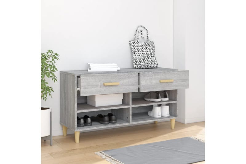 beBasic skoskab 102x35x55 cm konstrueret træ grå sonoma-eg - GrÃ¥ - Opbevaring - Skoopbevaring