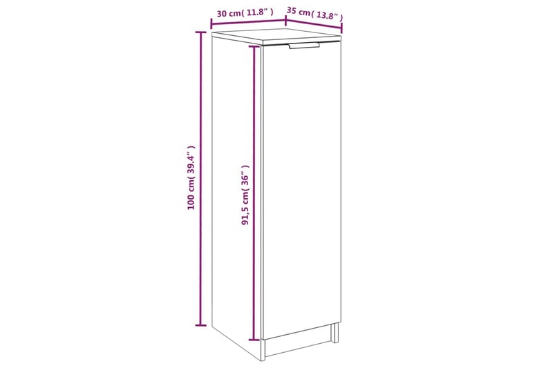 beBasic skoskab 30x35x100 cm konstrueret træ brun egetræsfarve - Brun - Opbevaring - Skoopbevaring