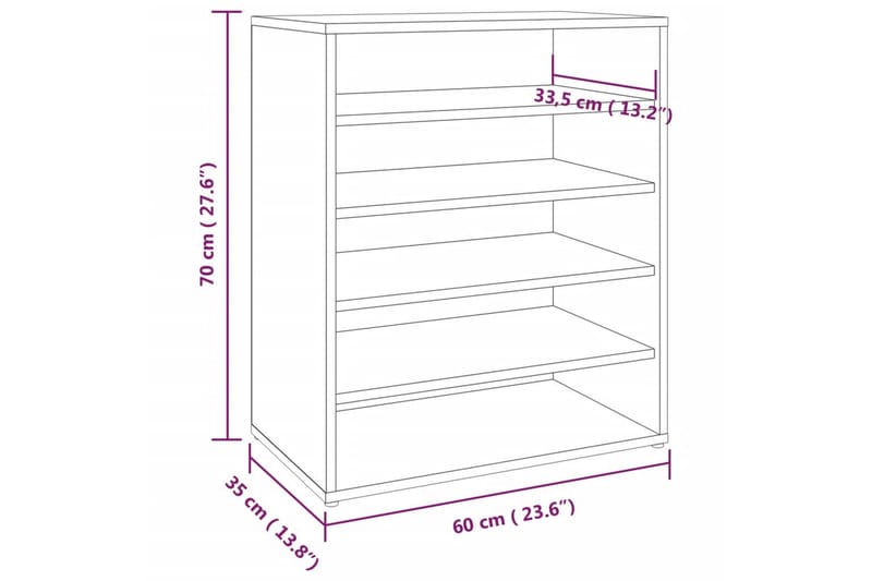 beBasic skoskab 60x35x70 cm konstrueret træ brun egetræsfarve - Brun - Opbevaring - Skoopbevaring