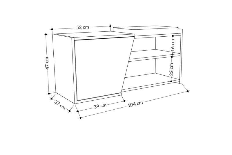 Fiona Skoskab 104,6 cm - Antracit/Hvid - Opbevaring - Skoopbevaring - Skoskab