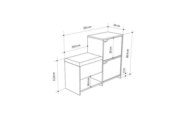 Haven Skoskab 101,5 cm - Antracit/Eg - Opbevaring - Skoopbevaring - Skoskab