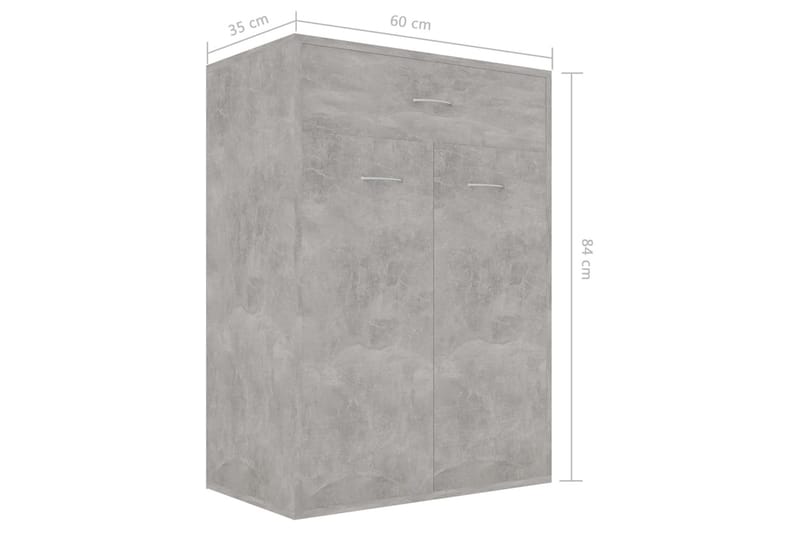 Skoskab 60x35x84 cm Spånplade Betongrå - Grå - Opbevaring - Skoopbevaring - Skoskab