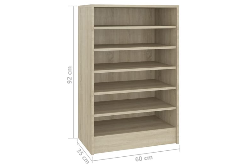 skoskab 60x35x92 cm spånplade sonoma-eg - Brun - Opbevaring - Skoopbevaring - Skoskab