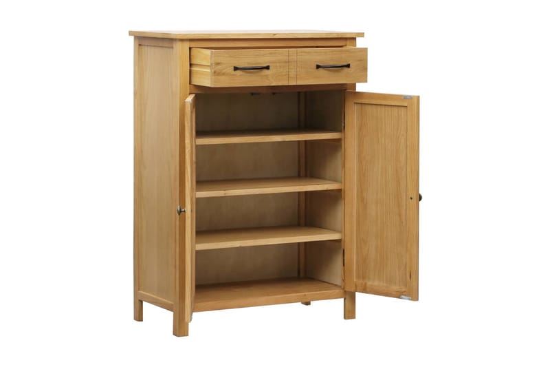 Skoskab 76 X 37 X 105 Cm Massivt Egetræ - Brun - Opbevaring - Skoopbevaring - Skoskab