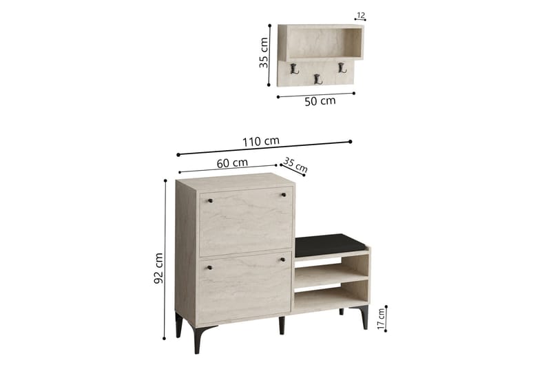 Tervate Skoskab 110 cm - Beige - Opbevaring - Skoopbevaring - Skoskab