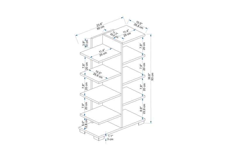 Tintum Skohylde 93x60x26,8 cm - Lys Brun/Træ - Opbevaring - Skoopbevaring