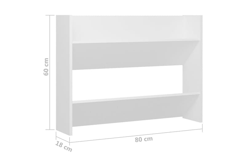 væghængt skoskab 80x18x60 cm spånplade hvid - Hvid - Opbevaring - Skoopbevaring