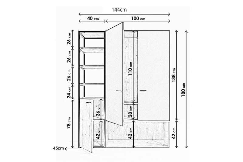 Asansor Garderobe 144x40 cm - Opbevaring - Tøjopbevaring - Garderobeskabe