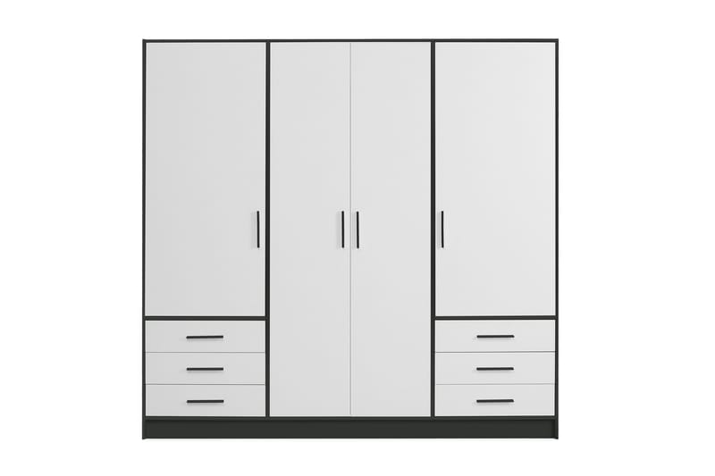 Ashgate Stor Garderobe 207 cm bred 200 cm høj 60 cm dyb - Sort/Hvid - Opbevaring - Tøjopbevaring - Garderobeskabe