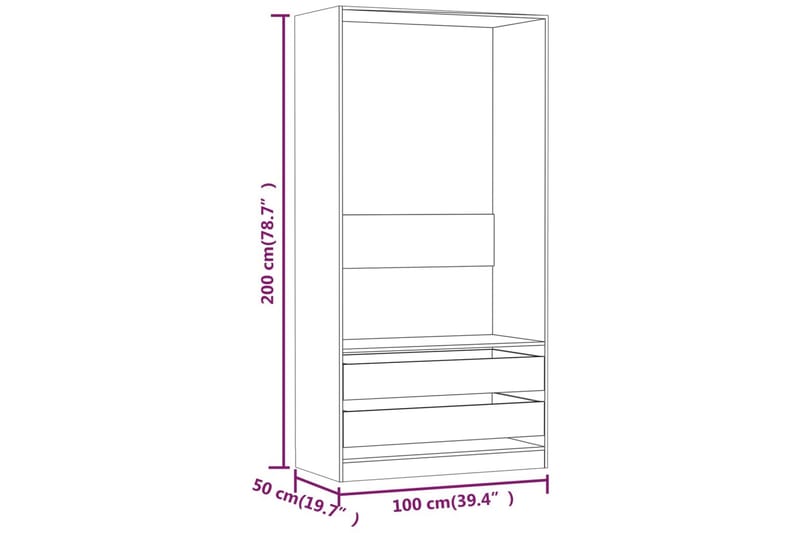 beBasic klædeskab 100x50x200 cm konstrueret træ grå sonoma-eg - GrÃ¥ - Opbevaring - Tøjopbevaring - Garderobeskabe