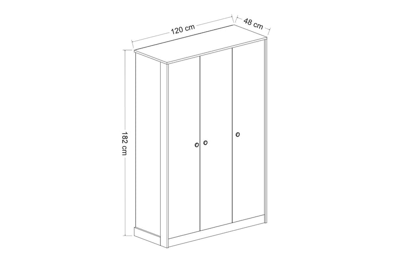 Berdez Garderobe 120x182 cm - Hvid - Opbevaring - Tøjopbevaring - Garderobeskabe