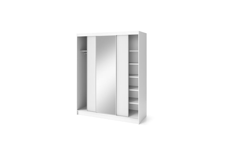 Biancco Garderobe med Spejl 120x220 cm - Hvid - Opbevaring - Tøjopbevaring - Garderobeskabe