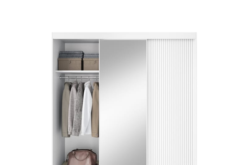 Biancco Garderobe med Spejl 120x220 cm - Hvid - Opbevaring - Tøjopbevaring - Garderobeskabe