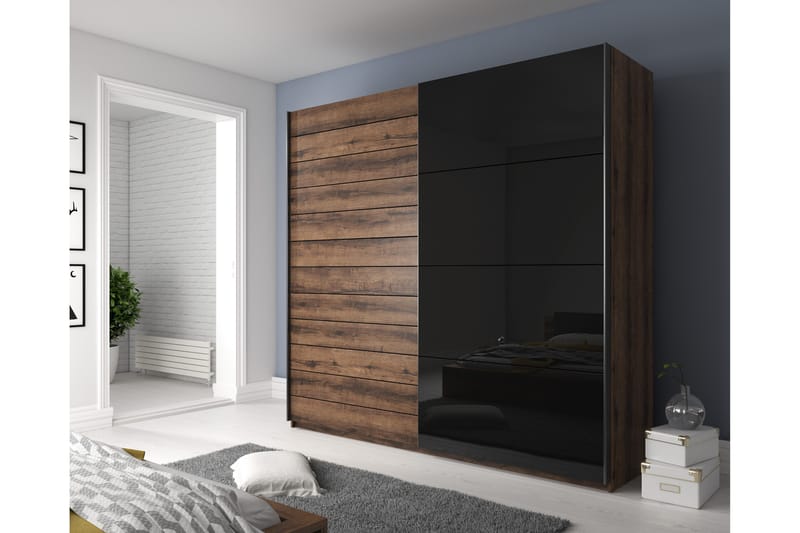 Bovera Garderobe 61x200 cm - Teak / sort - Opbevaring - Tøjopbevaring - Garderobeskabe