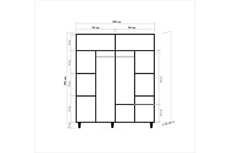 Brokind garderobe 180 cm - Brun - Opbevaring - Tøjopbevaring - Garderobeskabe