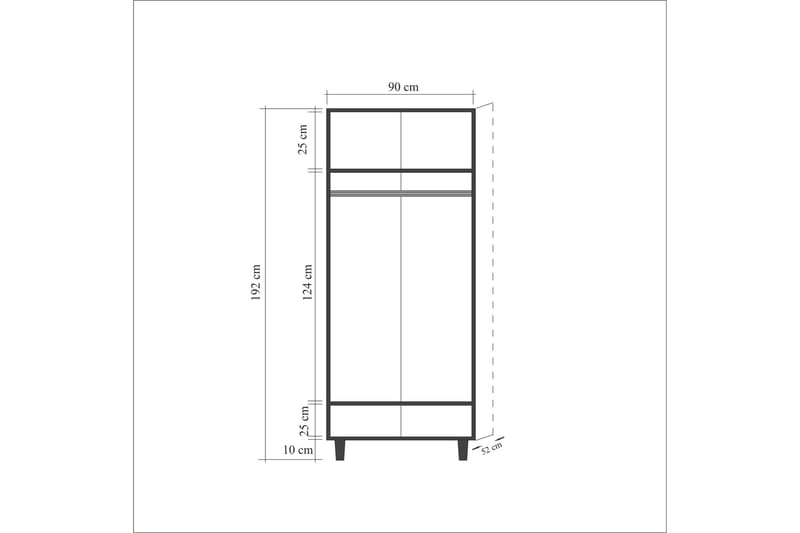 Brokind garderobe 90 cm - Brun - Opbevaring - Tøjopbevaring - Garderobeskabe