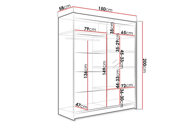 Camino Garderobe 58x150 cm - Brun/Hvid - Opbevaring - Tøjopbevaring - Garderobeskabe