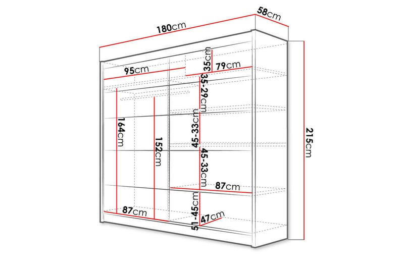 Canderbury Garderobe 180x215 cm - Brun/Hvid - Opbevaring - Tøjopbevaring - Garderobeskabe