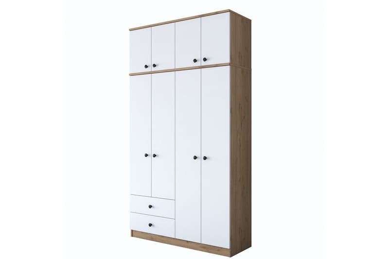 Caturai Garderobe 120 cm - Valnød finér/Hvid - Opbevaring - Tøjopbevaring - Garderobeskabe