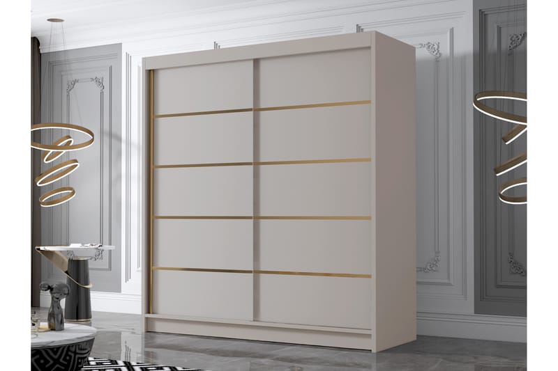 Chavez Garderobe 180x215 cm - Beige - Opbevaring - Tøjopbevaring - Garderobeskabe